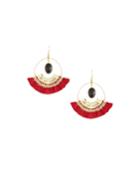 Tassel Hoop Drop Earrings, Red