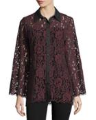 Sheer-lace Button-front Blouse