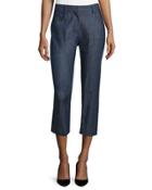 Mid-rise Cropped Trousers, Blue Denim