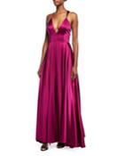 Monroe Stretch-charmeuse Strappy-back Gown