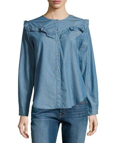 Niki Ruffle-yoke Chambray
