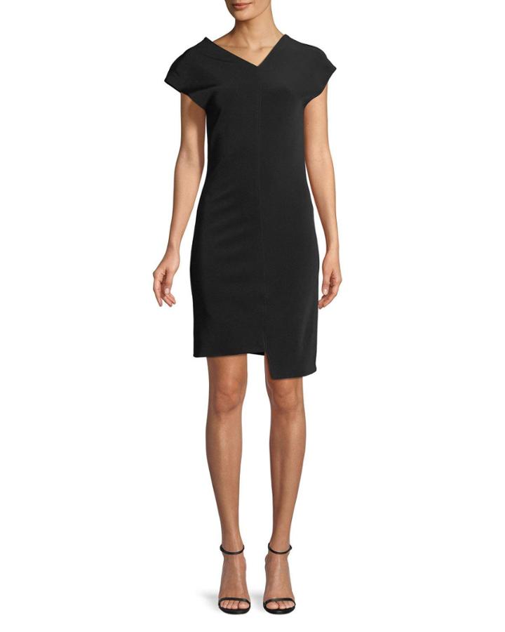 Shifted Asymmetric Short-sleeve Dress