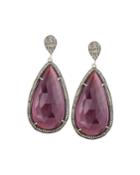 Bavna Silver Ruby & Diamond Double-drop Earrings, Women's