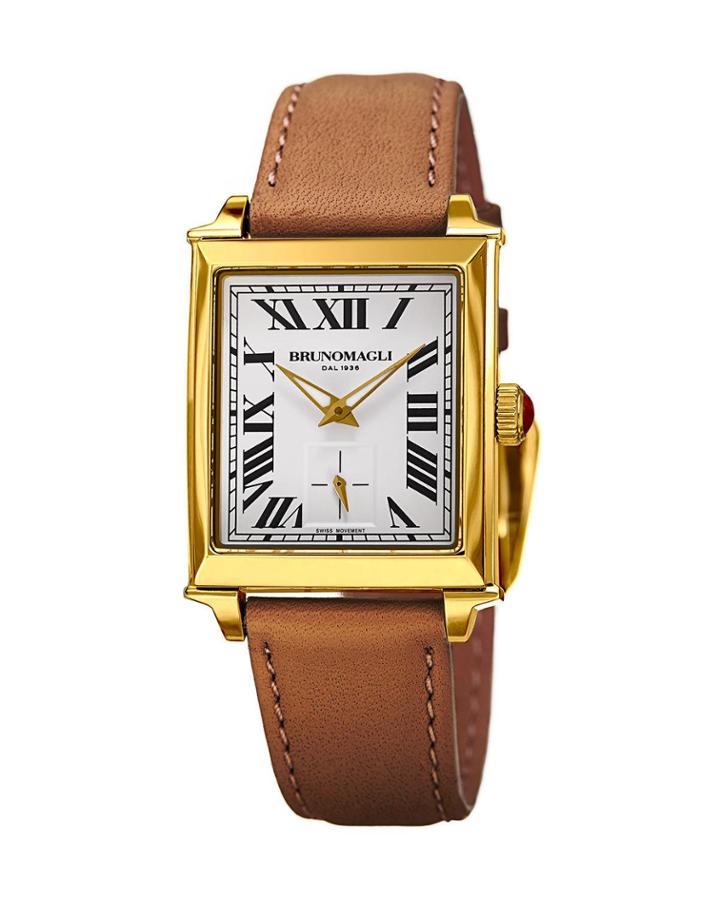 27mm Valentina Rectangular Watch, Light Brown/gold