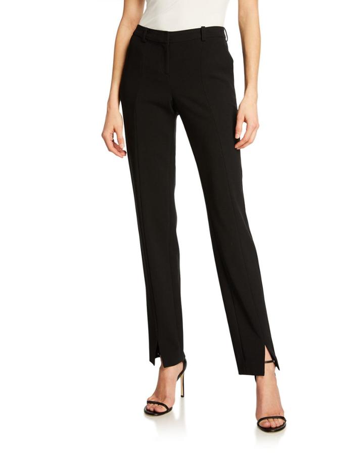 Crepe Marocain Ankle Pants, Caviar