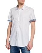 Men's Semi-fitted Short-sleeve Floral-trim