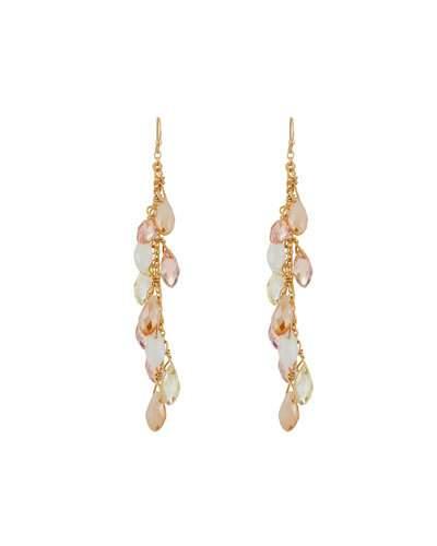 Simulated Crystal Briolette Dangle Earrings, Pink