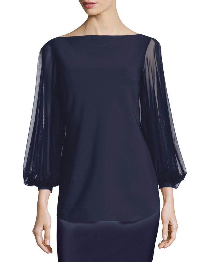 Shanti Mesh-sleeve Jersey Top