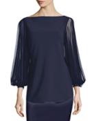 Shanti Mesh-sleeve Jersey Top