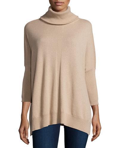 Cashmere Dolman-sleeve Turtleneck