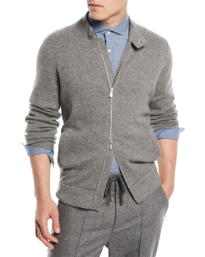 Wool/cashmere Zip-front Cardigan