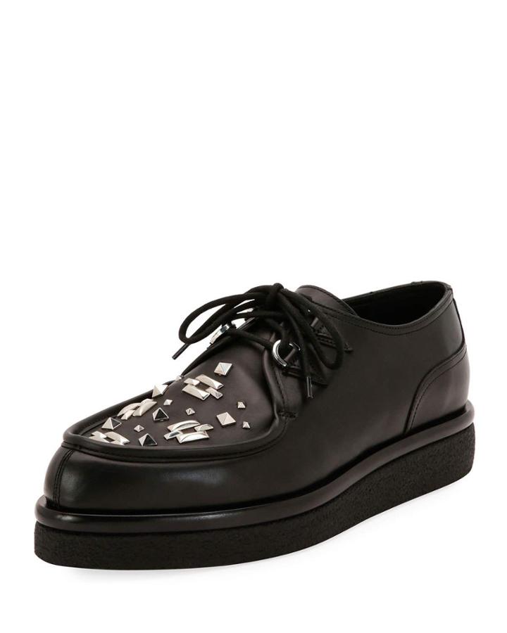 V Creep Leather Lace-up Platform
