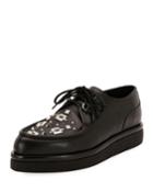 V Creep Leather Lace-up Platform
