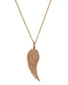 14k Rose Gold Diamond Medium Single Angel Wing Necklace