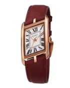 Sofia Asymmetric Watch W/ Leather Strap, Burgundy/rose