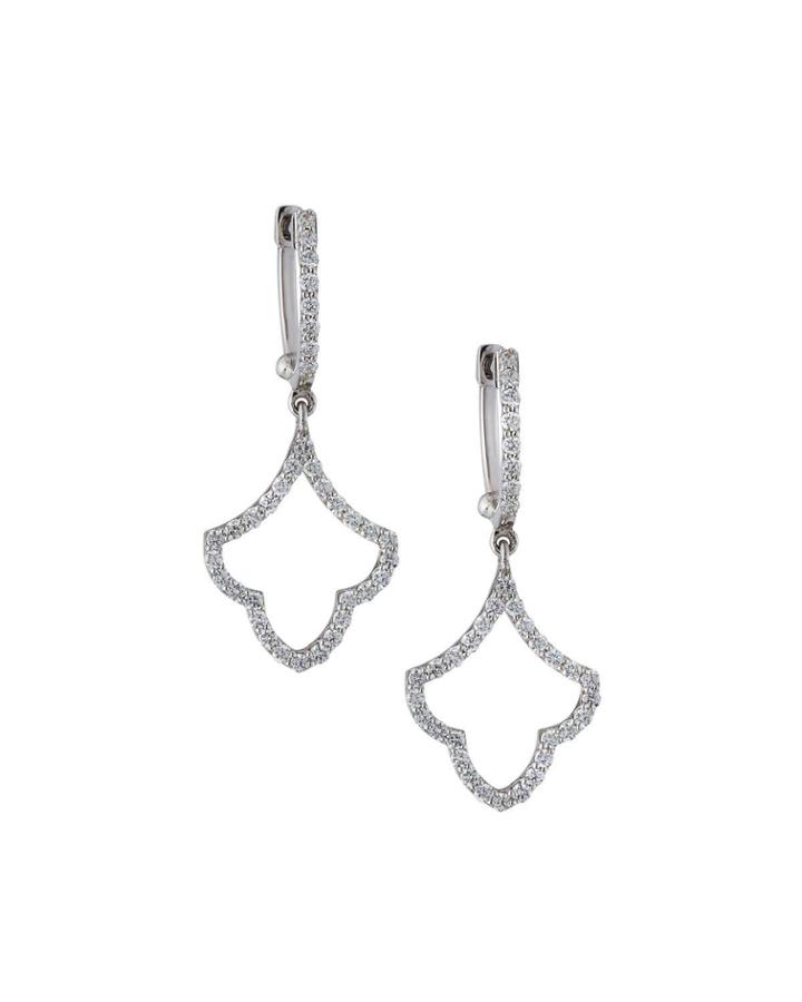 18k White Gold Diamond Art Deco Drop Earrings