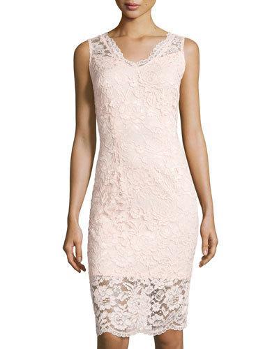 Sleeveless Lace Sheath Dress, Pink