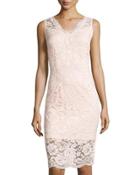Sleeveless Lace Sheath Dress, Pink