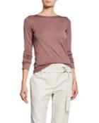 Shimmered Cashmere-silk Boat-neck