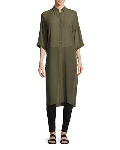 Dolman-sleeve Button-up Tunic