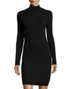 Cashmere Basic Turtleneck Sweater Dress, Black