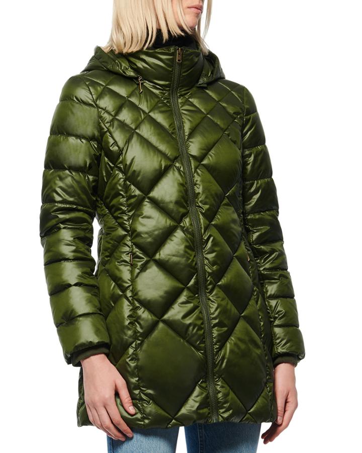 Diamond Quilted Lacquer Puffer Coat