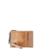 Suede Wristlet With Leather