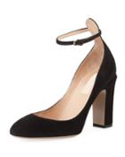 Suede Ankle-strap Pumps