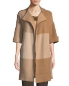 Bicolor Jacquard Oversized Wool Cardigan