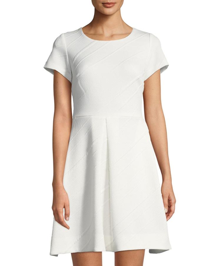 Short-sleeve Textured Fit-&-flare Dress