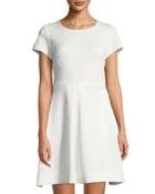 Short-sleeve Textured Fit-&-flare Dress