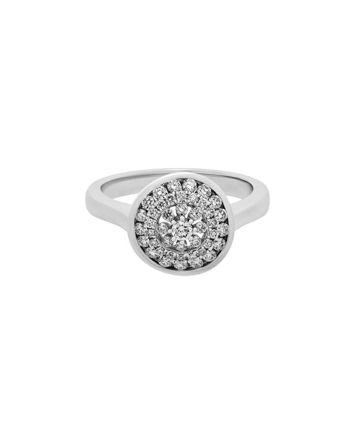 18k White Gold Diamond Circular Ring,