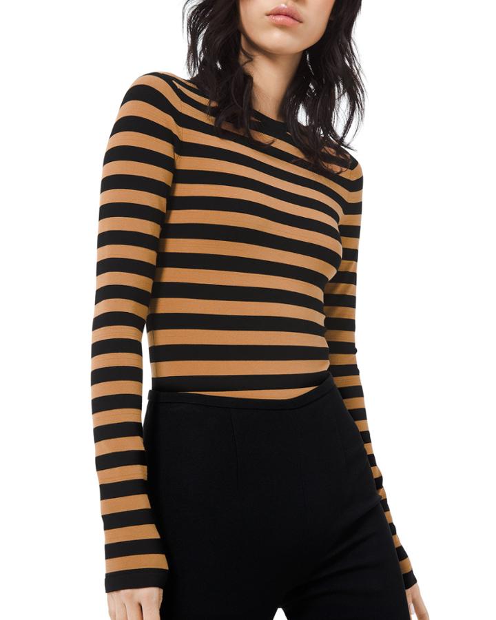 Long-sleeve Striped Crewneck Bodysuit