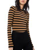 Long-sleeve Striped Crewneck Bodysuit
