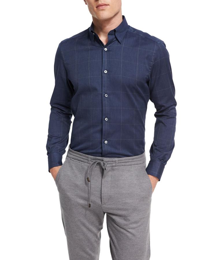 Windowpane Check Cotton