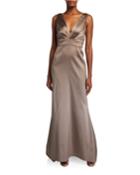 Penelope V-neck Bow Back Sleeveless Gown