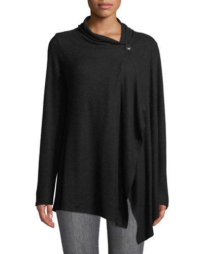 Draped One-button Asymmetric Cardigan