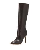 Amanda Leather Knee Boot, Dark Brown