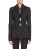 Tuttle Half-moon Clasp Notched-collar Fitted Wool Blazer