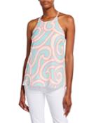 Roxie Halter Top In A Vibrant Pattern