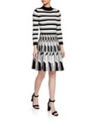 Mock-neck Stripe Jacquard