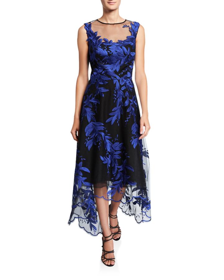 Embroidered High-low Tulle Dress