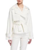 Cropped Belted Linen-blend Jacket