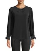 Long-sleeve Beaded-cuff Blouse