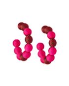 Wrapped Ball Hoop Earrings, Pink/red