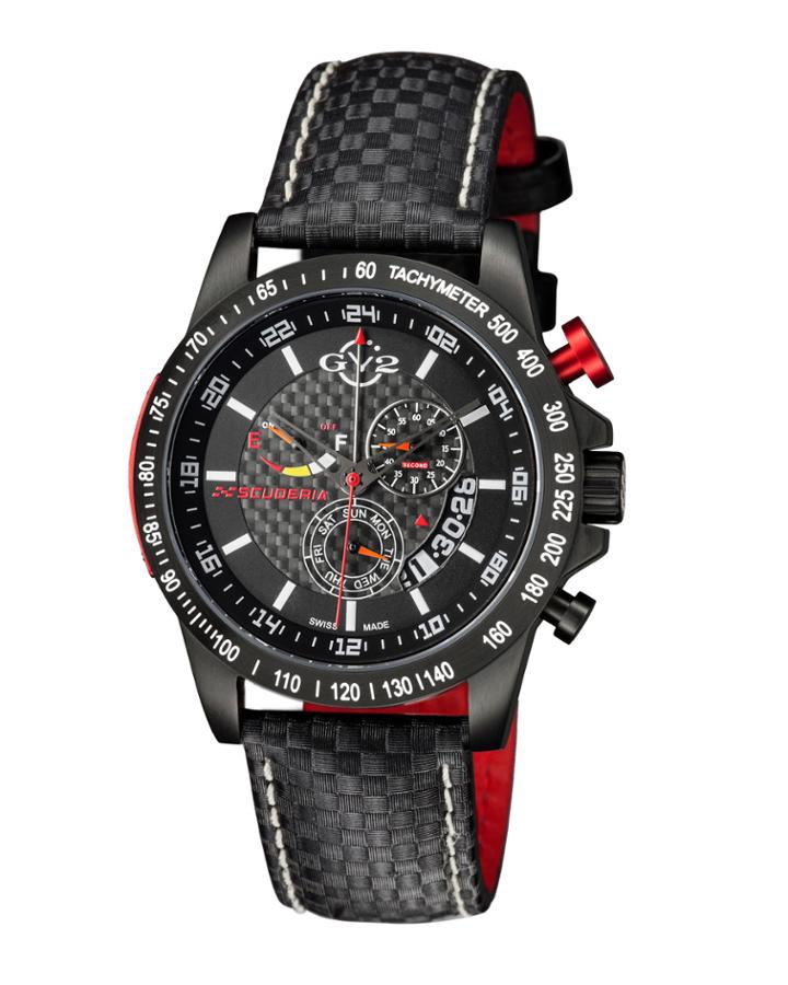 Men's Swiss Quartz Scuderia Black Leather