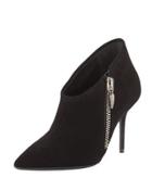 Suede Pointed-toe Zip Bootie