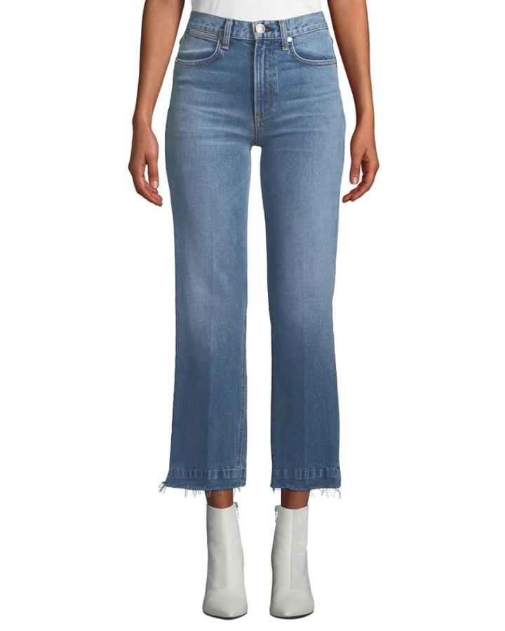 Justine Cropped Frayed Wide-leg Jeans