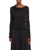 Bennett Fold-over Collar Top, Black