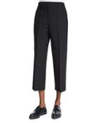 Wide-leg Cropped Skater Pants, Black